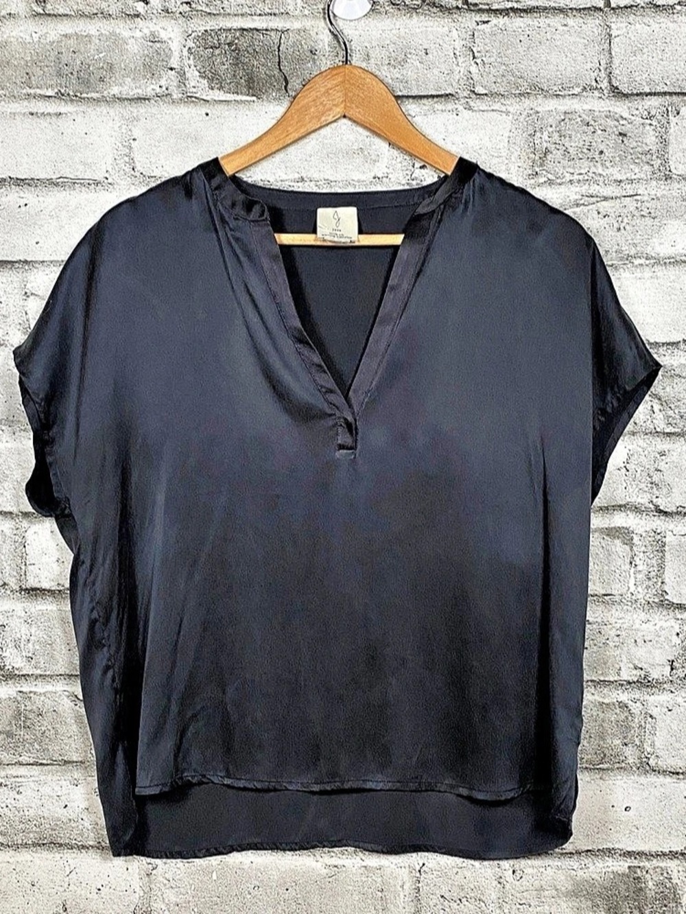 Joie Silk V-Neck Blouse in Black